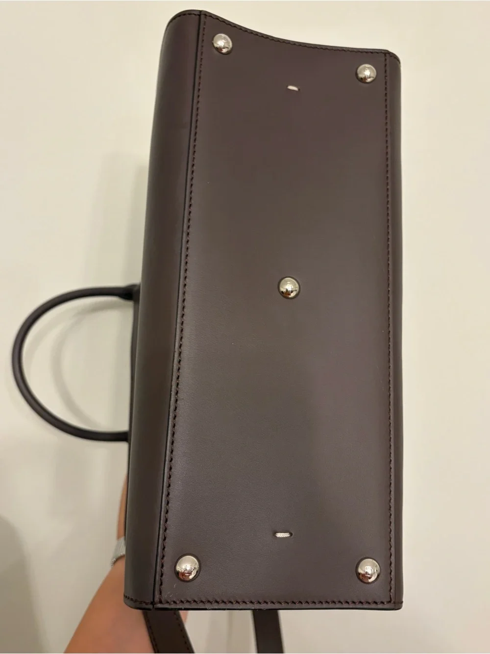 **FENDI** 3Jours LARGE Brown Colorblock Leather Top-Handle Bag with Red Accent